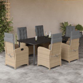 Set comedor de jardín 7 pzas con cojines ratán sintético beige en Conjuntos de jardín | Comprar online en Foru.es