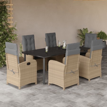 Set comedor de jardín 7 pzas con cojines ratán sintético beige en Conjuntos de jardín | Comprar online en Foru.es