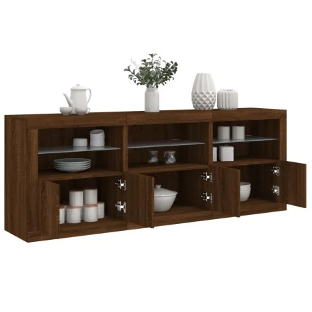 Aparador con luces LED roble marrón 181,5x37x67 cm de , Aparadores - Ref: Foro24-3209008, Precio: 226,66 €, Descuento: %