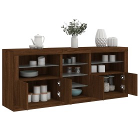 Aparador con luces LED roble marrón 181,5x37x67 cm de , Aparadores - Ref: Foro24-3209043, Precio: 228,04 €, Descuento: %