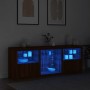Aparador con luces LED roble marrón 181,5x37x67 cm de , Aparadores - Ref: Foro24-3209043, Precio: 228,04 €, Descuento: %
