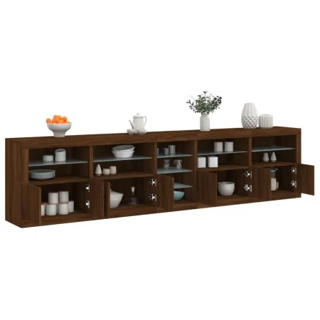 Aparador con luces LED roble marrón 283x37x67 cm de , Aparadores - Ref: Foro24-3209029, Precio: 326,26 €, Descuento: %