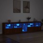 Aparador con luces LED roble marrón 283x37x67 cm de , Aparadores - Ref: Foro24-3209029, Precio: 334,64 €, Descuento: %