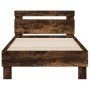 Cama con cabecero madera de ingeniería roble ahumado 90x200 cm de , Camas y somieres - Ref: Foro24-838537, Precio: 98,17 €, D...
