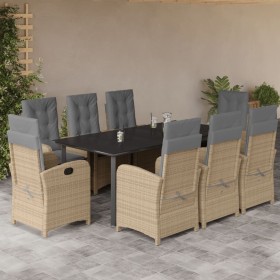 Set comedor de jardín 9 pzas con cojines ratán sintético beige en Conjuntos de jardín | Comprar online en Foru.es