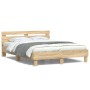Estructura de cama cabecero y luces LED roble Sonoma 150x200 cm de , Camas y somieres - Ref: Foro24-3207541, Precio: 157,61 €...
