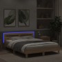 Estructura de cama cabecero y luces LED roble Sonoma 150x200 cm de , Camas y somieres - Ref: Foro24-3207541, Precio: 157,61 €...