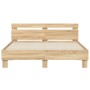 Estructura de cama cabecero y luces LED roble Sonoma 150x200 cm de , Camas y somieres - Ref: Foro24-3207541, Precio: 157,61 €...