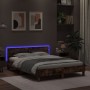 Estructura de cama cabecero y luces LED roble ahumado 150x200cm de , Camas y somieres - Ref: Foro24-3207543, Precio: 156,71 €...