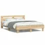 Sonoma oak bed frame with headboard and LED lights 140x200 cm by , Beds and slatted bases - Ref: Foro24-3207548, Price: 138,6...