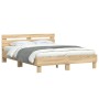 Estructura de cama cabecero y luces LED roble Sonoma 140x200 cm de , Camas y somieres - Ref: Foro24-3207548, Precio: 145,02 €...