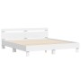 Estructura cama con cabecero madera ingeniería blanco 160x200cm de , Camas y somieres - Ref: Foro24-3207406, Precio: 133,14 €...