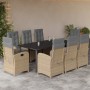 Set comedor de jardín 9 pzas con cojines ratán sintético beige en Conjuntos de jardín | Comprar online en Foru.es