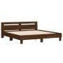 Cama con cabecero madera de ingeniería marrón roble 160x200 cm de , Camas y somieres - Ref: Foro24-3207412, Precio: 179,31 €,...