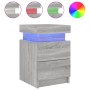 Mesita de noche con luces LED gris Sonoma 35x39x55 cm de , Mesitas de noche - Ref: Foro24-836759, Precio: 74,21 €, Descuento: %