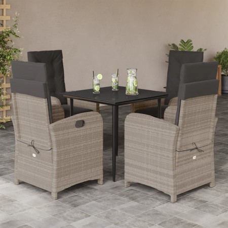 Set comedor de jardín 5 pzas cojines ratán sintético gris claro en Conjuntos de jardín | Comprar online en Foru.es
