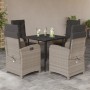 Set comedor de jardín 5 pzas cojines ratán sintético gris claro en Conjuntos de jardín | Comprar online en Foru.es