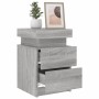 Mesita de noche con luces LED gris Sonoma 35x39x55 cm de , Mesitas de noche - Ref: Foro24-836759, Precio: 74,21 €, Descuento: %