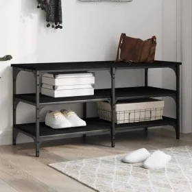 Black engineered wood shoe bench 100x38.5x49 cm by , Benches for halls and storage - Ref: Foro24-839043, Price: 62,64 €, Disc...