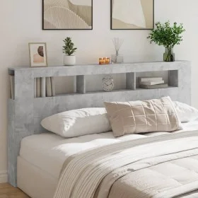 Betongraues LED-Kopfteil aus Holzwerkstoff, 200 x 18,5 x 103,5 cm von , Kopf- und Fußteile - Ref: Foro24-837368, Preis: 93,29...