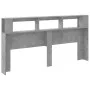 Concrete gray engineered wood LED headboard 200x18.5x103.5 cm by , Headboards and footboards - Ref: Foro24-837368, Price: 93,...