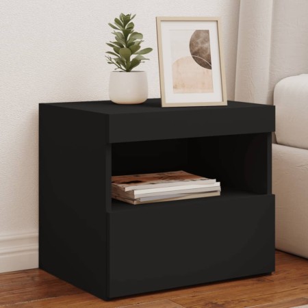 Mesita de noche con luces LED negro 50x40x45 cm de , Mesitas de noche - Ref: Foro24-836765, Precio: 62,36 €, Descuento: %