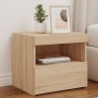 Mesita de noche con luces LED roble Sonoma 50x40x45 cm de , Mesitas de noche - Ref: Foro24-836767, Precio: 57,89 €, Descuento: %