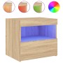 Mesita de noche con luces LED roble Sonoma 50x40x45 cm de , Mesitas de noche - Ref: Foro24-836767, Precio: 57,89 €, Descuento: %