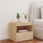 Mesita de noche con luces LED roble Sonoma 50x40x45 cm de , Mesitas de noche - Ref: Foro24-836767, Precio: 57,89 €, Descuento: %