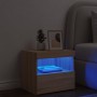 Mesita de noche con luces LED roble Sonoma 50x40x45 cm de , Mesitas de noche - Ref: Foro24-836767, Precio: 57,89 €, Descuento: %