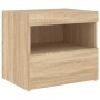 Mesita de noche con luces LED roble Sonoma 50x40x45 cm de , Mesitas de noche - Ref: Foro24-836767, Precio: 57,89 €, Descuento: %
