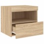 Mesita de noche con luces LED roble Sonoma 50x40x45 cm de , Mesitas de noche - Ref: Foro24-836767, Precio: 57,89 €, Descuento: %
