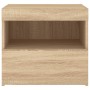 Mesita de noche con luces LED roble Sonoma 50x40x45 cm de , Mesitas de noche - Ref: Foro24-836767, Precio: 57,89 €, Descuento: %