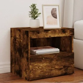 Mesita de noche con luces LED roble ahumado 50x40x45 cm de , Mesitas de noche - Ref: Foro24-836771, Precio: 50,72 €, Descuent...