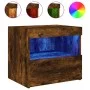 Mesita de noche con luces LED roble ahumado 50x40x45 cm de , Mesitas de noche - Ref: Foro24-836771, Precio: 50,72 €, Descuent...