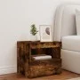 Mesita de noche con luces LED roble ahumado 50x40x45 cm de , Mesitas de noche - Ref: Foro24-836771, Precio: 50,72 €, Descuent...