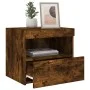 Mesita de noche con luces LED roble ahumado 50x40x45 cm de , Mesitas de noche - Ref: Foro24-836771, Precio: 50,72 €, Descuent...