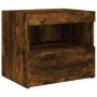 Mesita de noche con luces LED roble ahumado 50x40x45 cm de , Mesitas de noche - Ref: Foro24-836771, Precio: 50,72 €, Descuent...