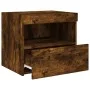 Mesita de noche con luces LED roble ahumado 50x40x45 cm de , Mesitas de noche - Ref: Foro24-836771, Precio: 50,72 €, Descuent...