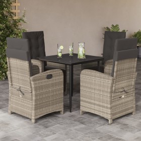 Set comedor de jardín 5 pzas cojines ratán sintético gris claro en Conjuntos de jardín | Comprar online en Foru.es