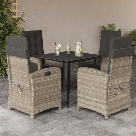 Set comedor de jardín 5 pzas cojines ratán sintético gris claro en Conjuntos de jardín | Comprar online en Foru.es