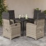 Set comedor de jardín 5 pzas cojines ratán sintético gris claro en Conjuntos de jardín | Comprar online en Foru.es