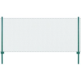 Valla de malla alambre con postes acero 25x0,5 m verde de vidaXL, Paneles de vallas - Ref: Foro24-144603, Precio: 59,01 €, De...
