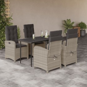 Set comedor de jardín 5 pzas cojines ratán sintético gris claro en Conjuntos de jardín | Comprar online en Foru.es