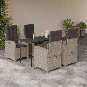 Set comedor de jardín 5 pzas cojines ratán sintético gris claro en Conjuntos de jardín | Comprar online en Foru.es