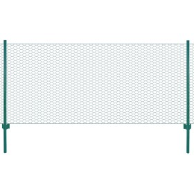 Valla de malla alambre con postes acero 25x0,5 m verde de vidaXL, Paneles de vallas - Ref: Foro24-144608, Precio: 52,95 €, De...