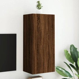 Mueble TV de pared madera ingeniería marrón roble 40,5x30x90 cm de , Muebles TV - Ref: Foro24-836930, Precio: 50,69 €, Descue...