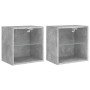 Mesitas de noche de pared con luces LED 2 uds gris hormigón de , Muebles TV - Ref: Foro24-837071, Precio: 55,61 €, Descuento: %