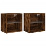 Mesitas de noche de pared con luces LED 2 uds roble ahumado de , Muebles TV - Ref: Foro24-837073, Precio: 58,47 €, Descuento: %