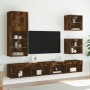 Mesitas de noche de pared con luces LED 2 uds roble ahumado de , Muebles TV - Ref: Foro24-837073, Precio: 58,47 €, Descuento: %